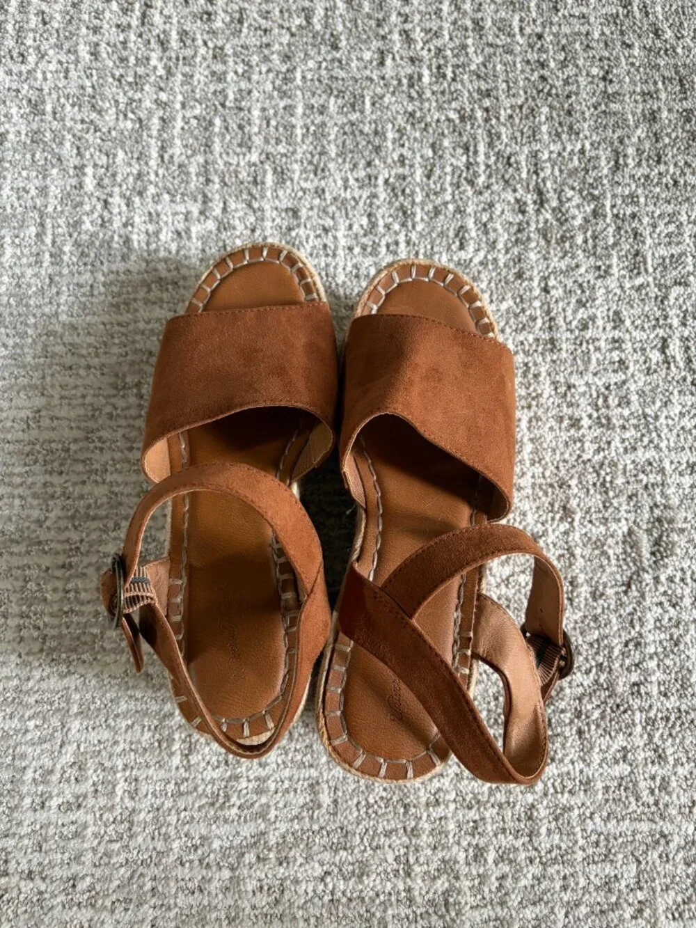 Universal Thread Morgan Cognac Brown Espadrille Wedge Sandal-Size 7